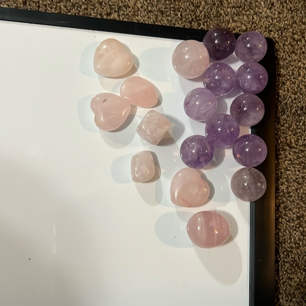 Amethyst and rose quartz crystals